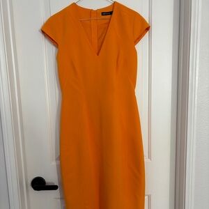Karen Millen Orange Structured Pencil Midi Dress Women’s Size 6